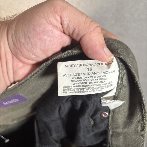 NWT Gloria Vanderbilt Amanda Jeans Women’s Size 16 Olive Green Tapered Leg - Picture 14 of 14